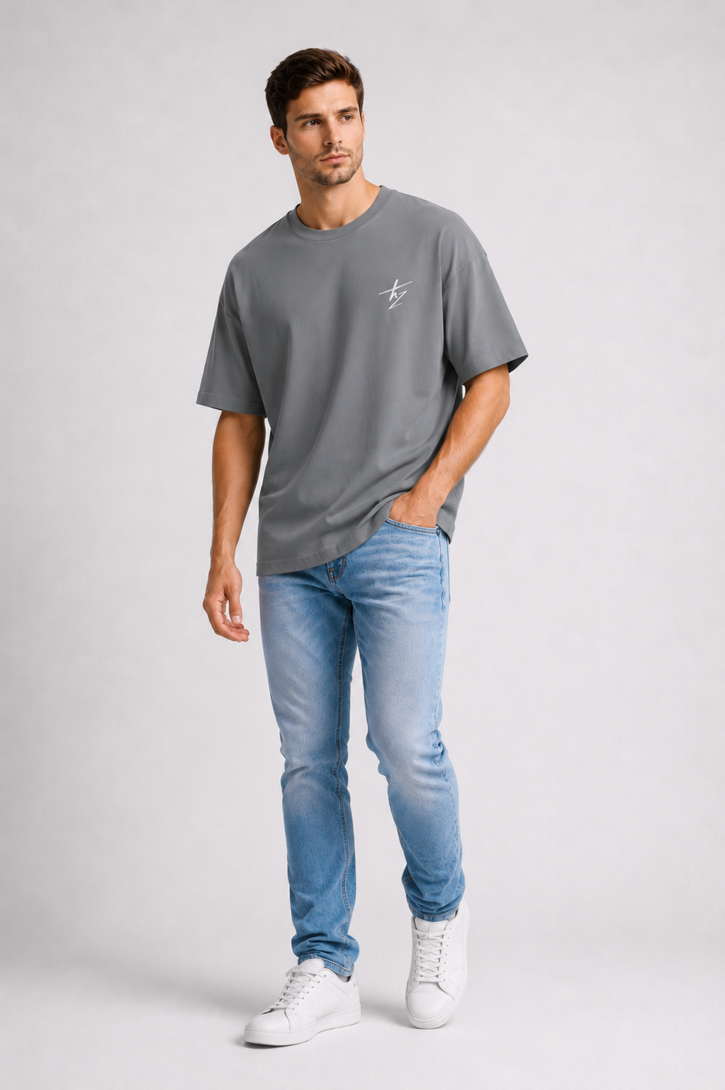 Camiseta Oversize Gris estampado - Moon Thief