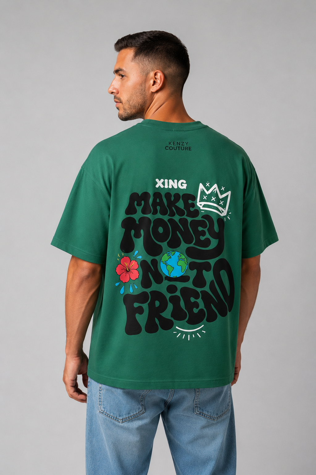 Camiseta Oversize Verde esmeraldaes tampado - Make money