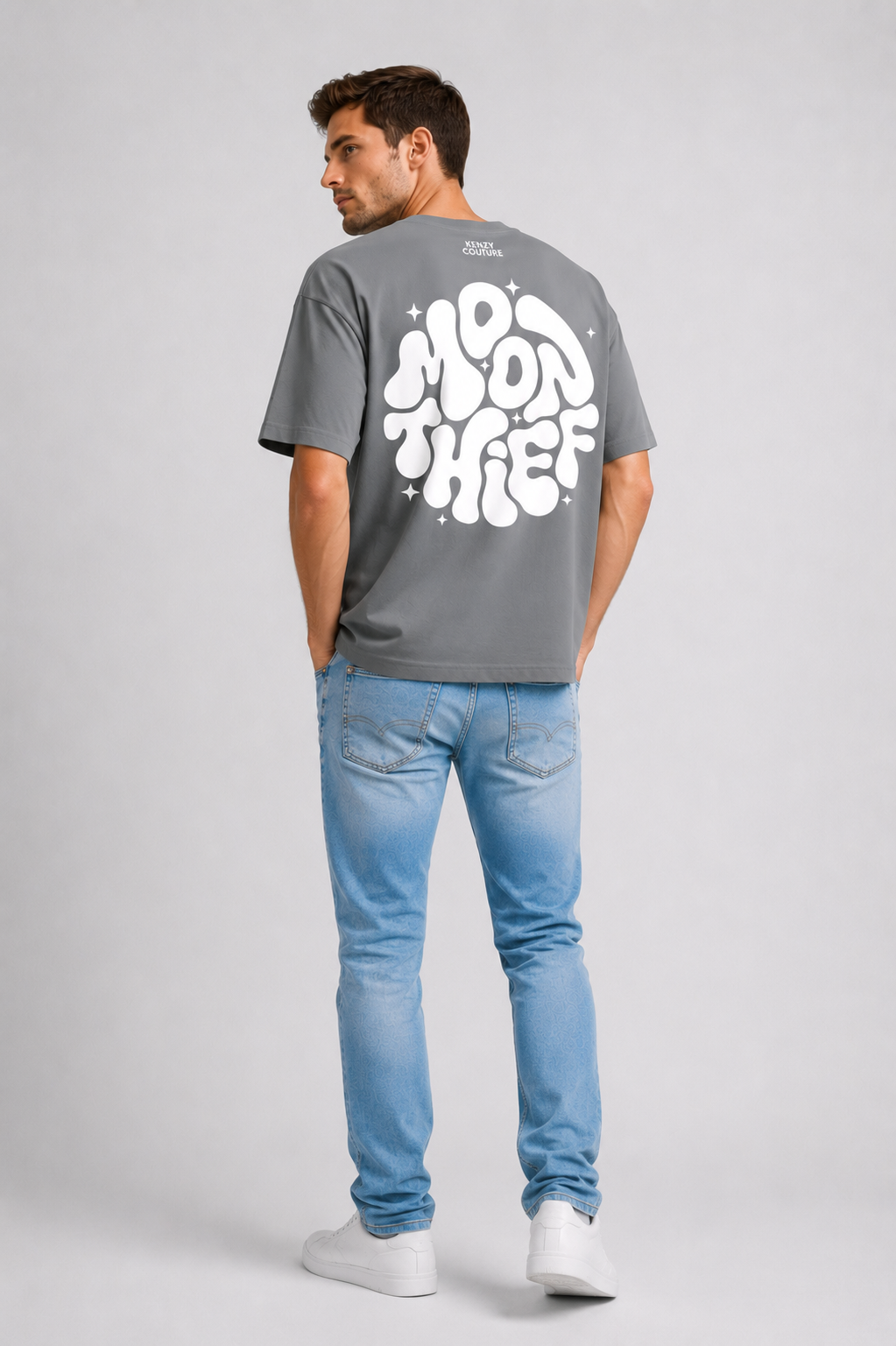 Camiseta Oversize Gris estampado - Moon Thief
