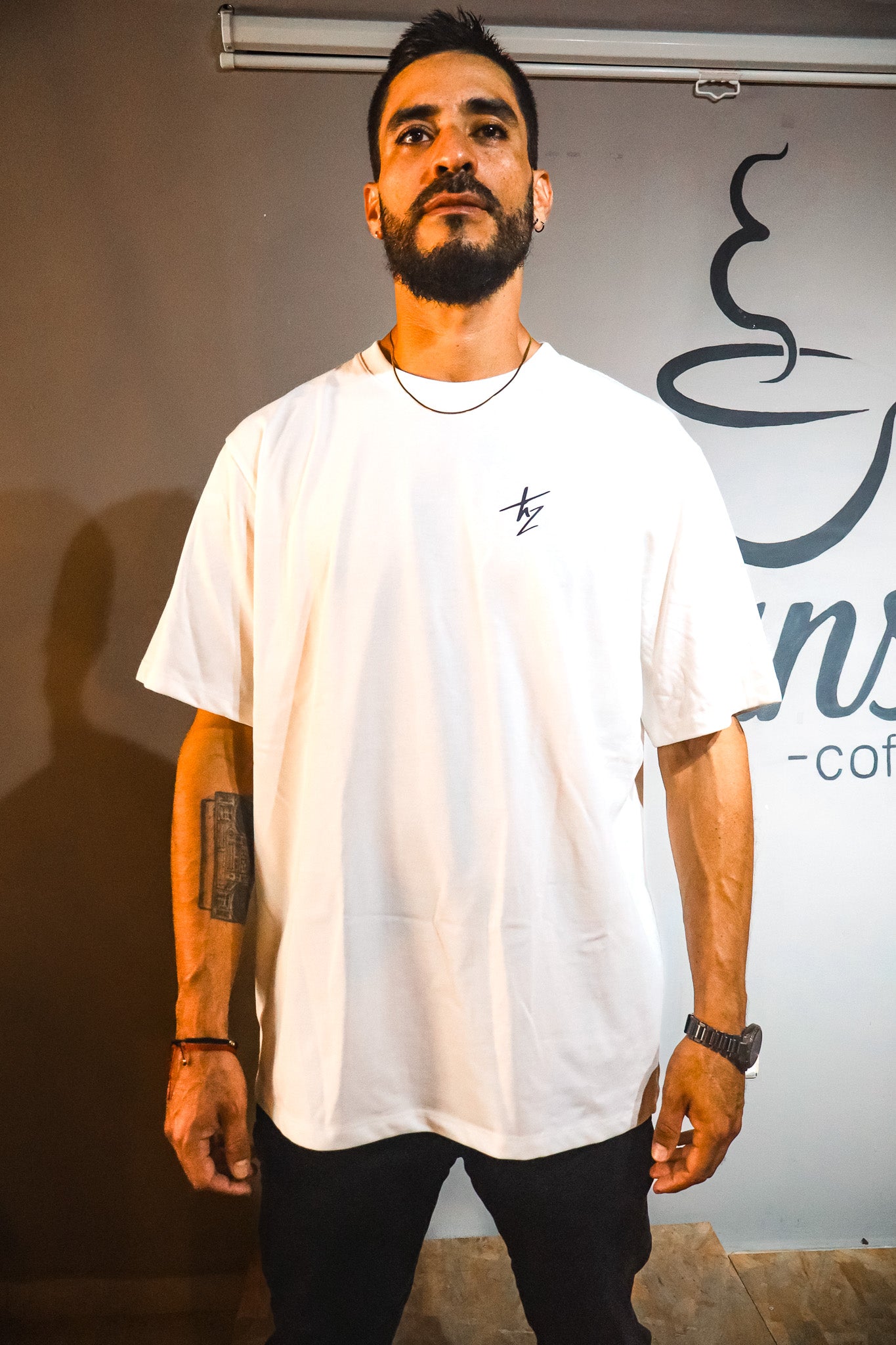 Camiseta Oversize Algodon peruano 250gr / Cruel love - Blanco Hueso