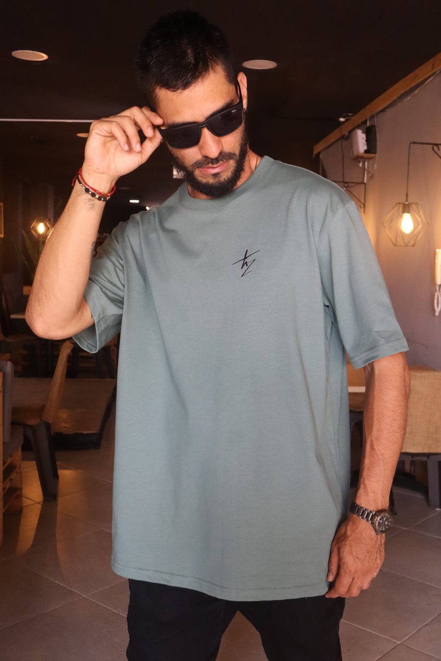 Camiseta Oversize Algodon peruano 250gr / Make money - Verde oscuro