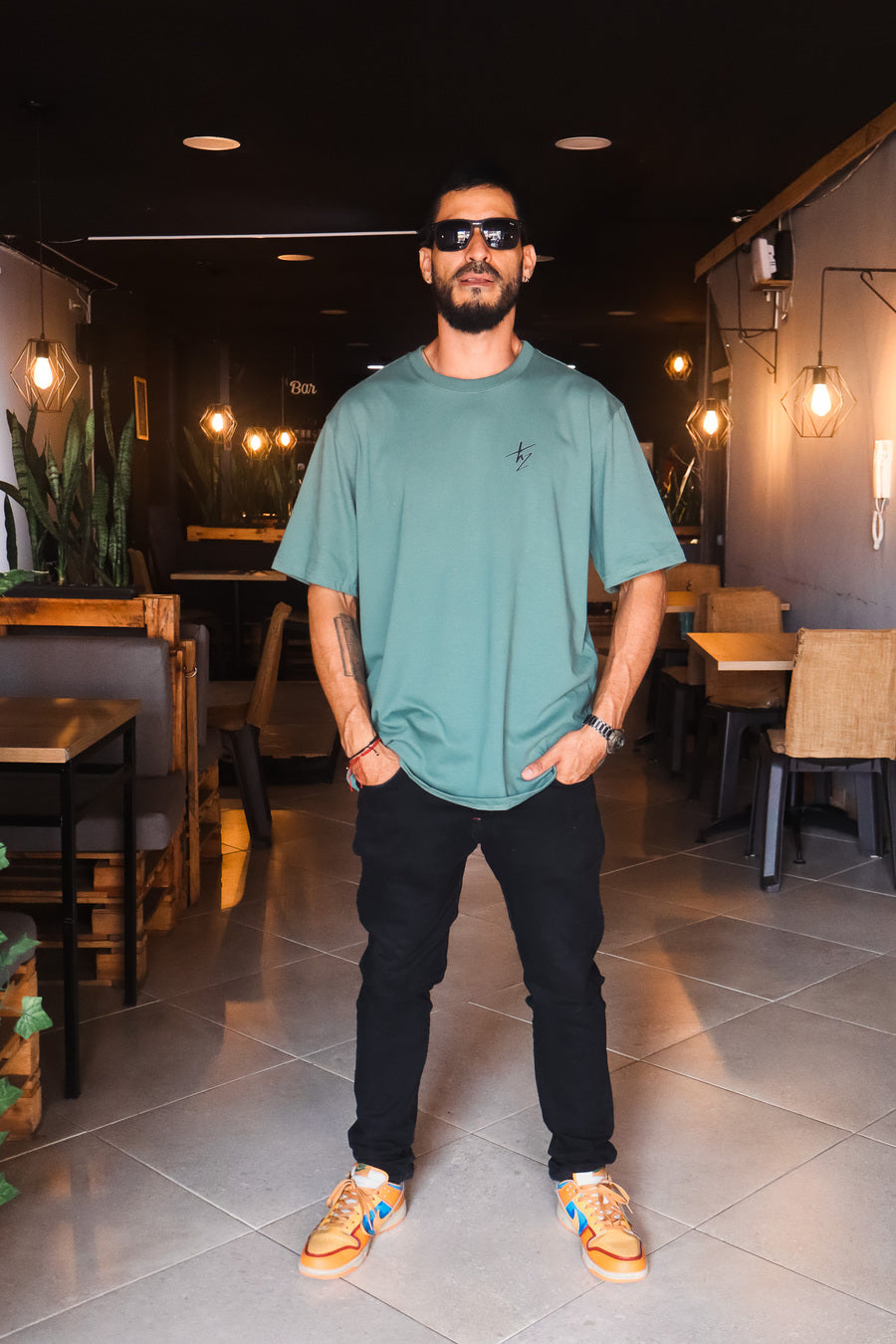 Camiseta Oversize Algodon peruano 250gr / Make money - Verde oscuro