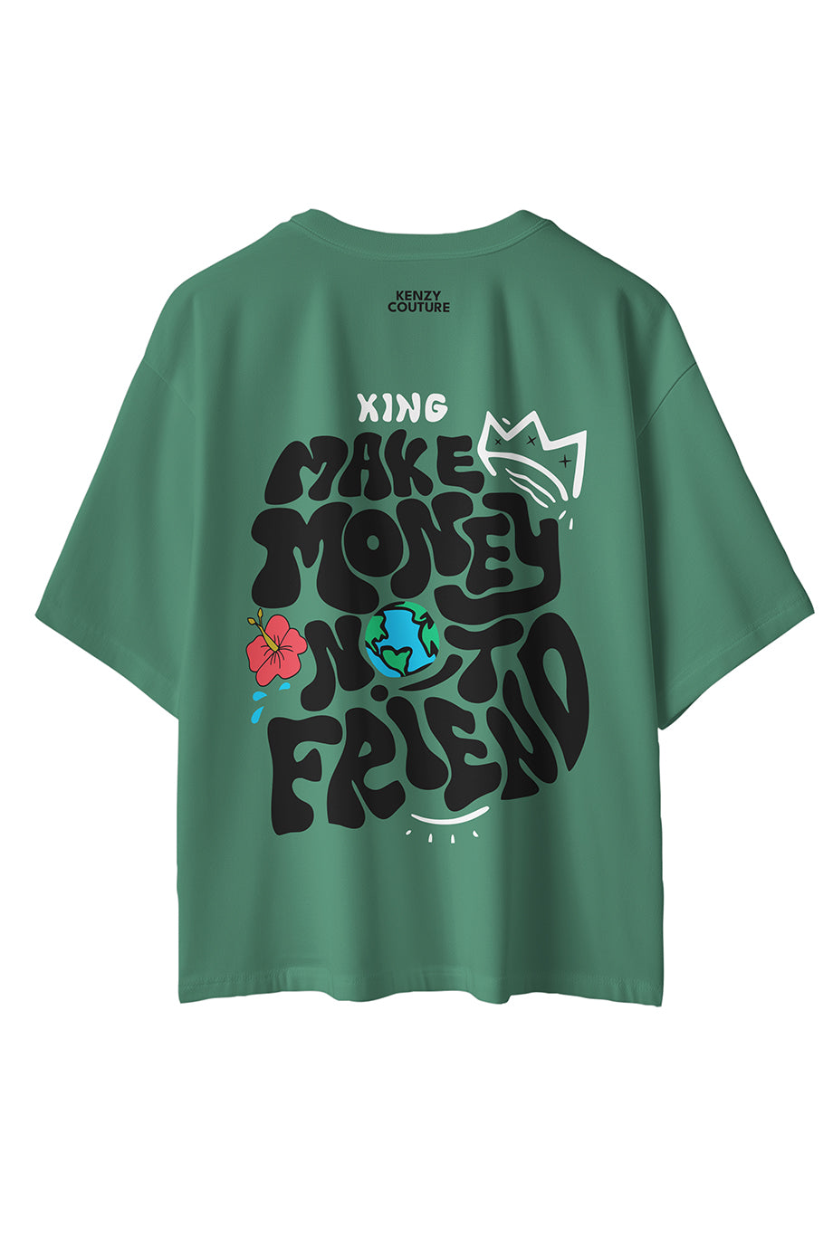 Camiseta Oversize Algodon peruano 250gr / Make money - Verde oscuro