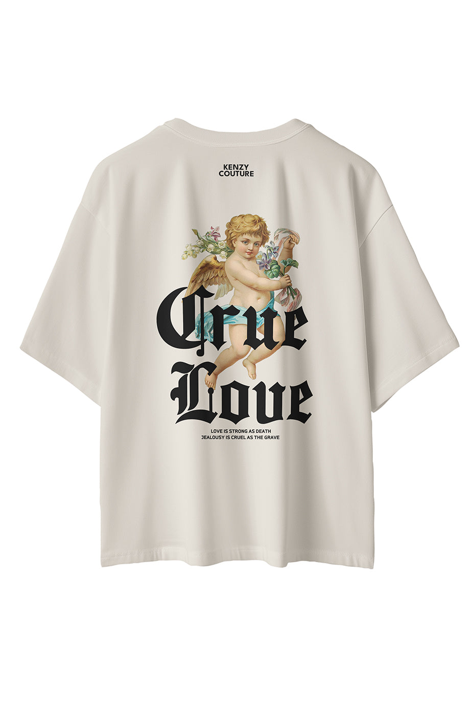 Camiseta Oversize Algodon peruano 250gr / Cruel love - Blanco Hueso