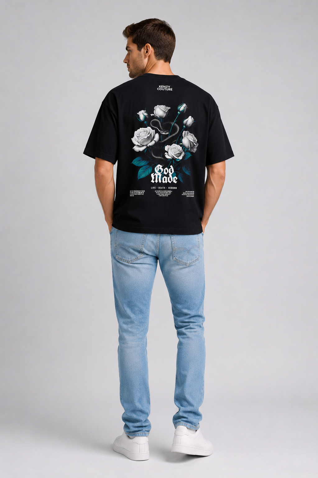 Camiseta Oversize Negra estampado -God Mode